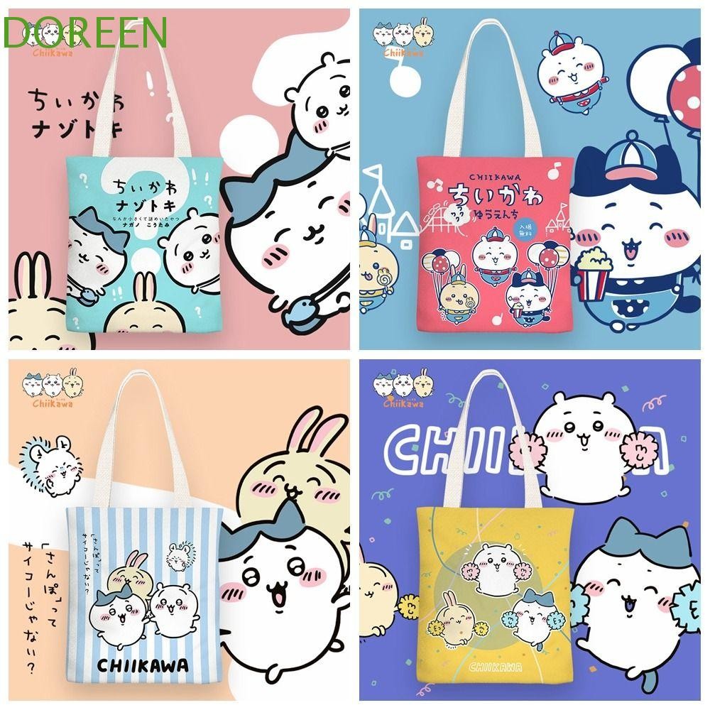 Doreen Chiikawa กระเป๋าผ้าใบ, ญี่ปุ่น Kawaii Usagi กระเป๋าสะพาย,การพิมพ์แบบพกพาขนาดใหญ่ความจุอะนิเมะกระเป๋าถือนักเรียนนักเรียน