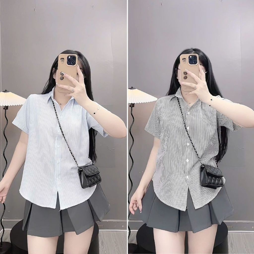 เสื้อนักเรียนหญิงไซส์ใหญ่ขั้นพื้นฐานพร้อมลายสก๊อตแขนสั้น ไม่จํากัดเพศ ผ้าฝ้ายนุ่มและเย็นราบคลุมท้อง - เอสเอ็ม184