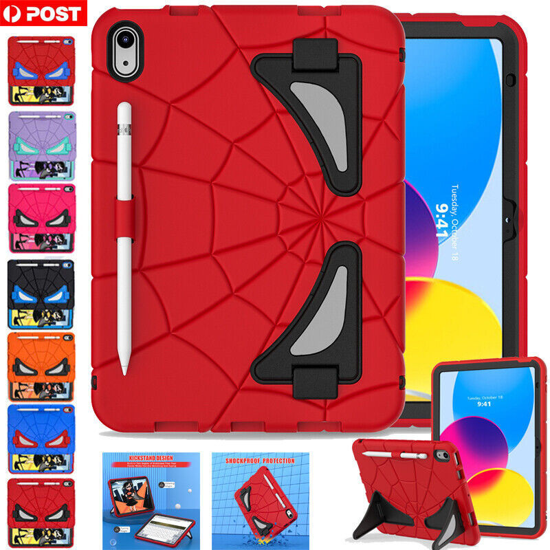 Spider-man เด็กสําหรับ iPad 5th/6th/7th/9th/10th/11th Gen A16 A17 Mini 7 6 Air4 Air5 Pro 9.7 "10.2" 11" 10.9" 2024 Heavy Duty ขาตั้งกันกระแทกฝาครอบกรณี