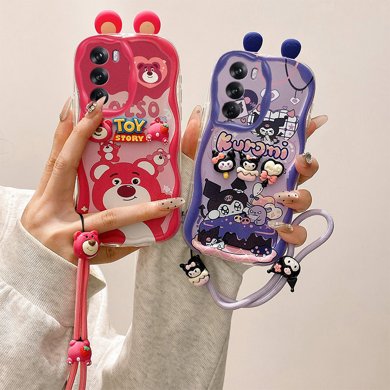 เคส  OPPO Reno 12 5G เคส  Kuromi Cute 3D Ears cream edge Soft Phone เคส  TY-EDNY