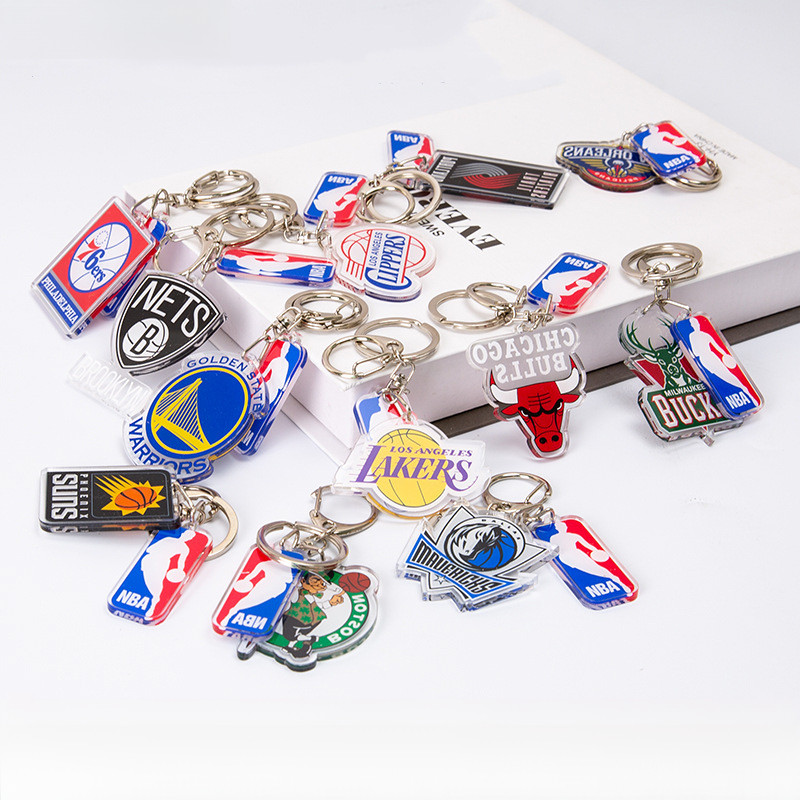 ห้อยกุญแจ NBA โลโก้ทีมบาสเก็ตบอล Lakers Bulls Clippers ห้อยกุญแจอะคริลิค ห้อยกระเป๋านักเรียน