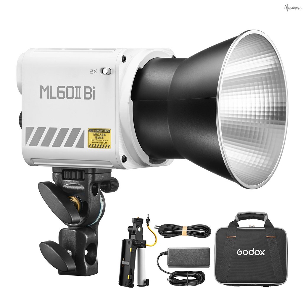 Godox ML60II Bi Kit 70W ชุดไฟวิดีโอ Bi-Color การถ่ายภาพแสง 2800K-6500K หรี่แสงได้ CRI96 พร้อมโคมไฟถ่