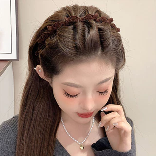 Flocked ผม Braided Hairband หญิง Simple หน้าผาก Noble ผมการ์ดผมหัก Finishing Artifact อารมณ์แถบคาดศีรษะ