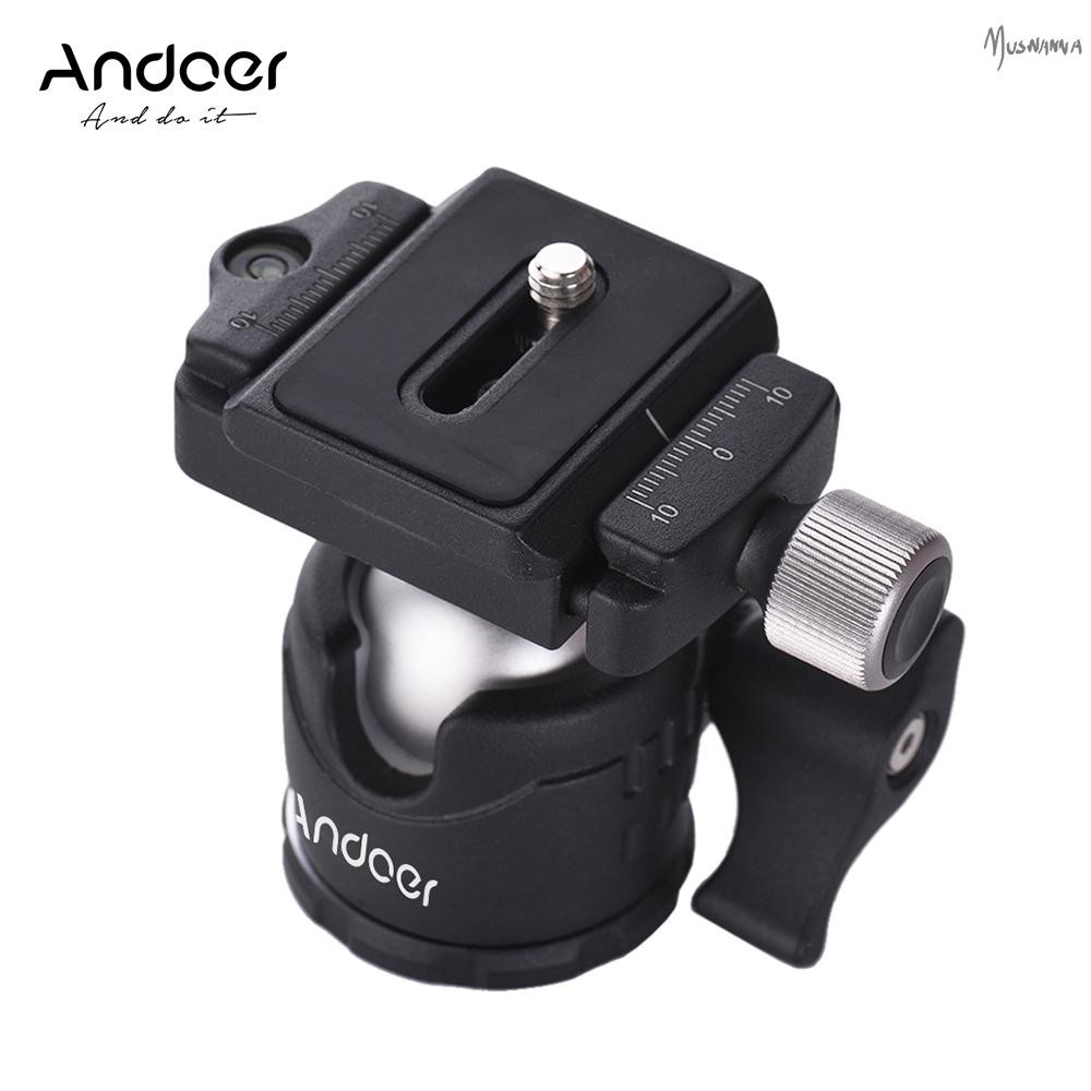 Andoer Mini Tabletop Ball Head ขาตั้งกล้องวิดีโอ 360 องศา Ballhead Mount พร้อมแผ่น Quick Release และ