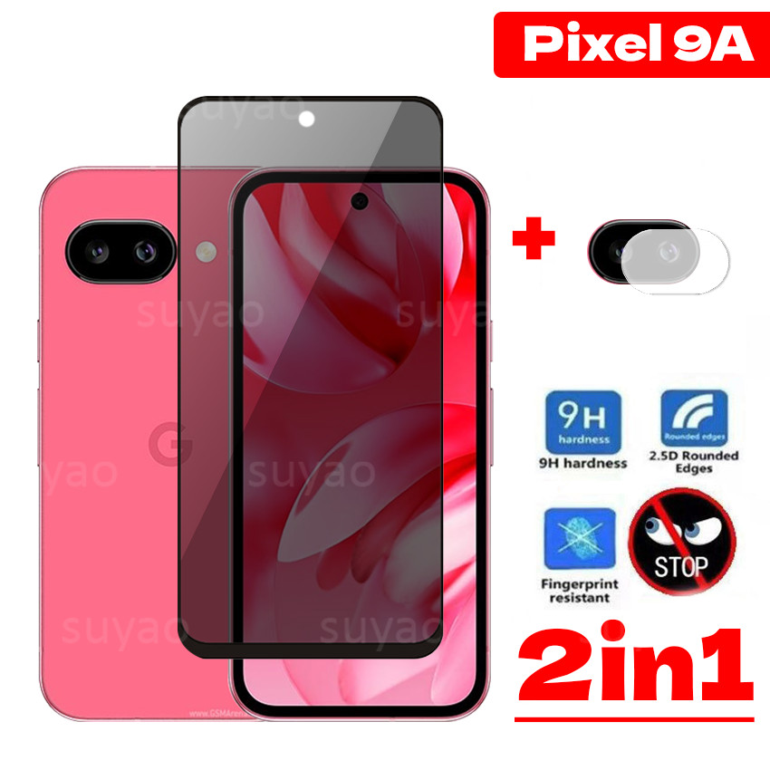 สําหรับ Google Pixel 9A 2025 Anti-Spy Full Privacy Tempered Peek Glass Pixel9A ป้องกันหน้าจอเต็มกล้องเลนส์ฟิล์ม Class Scratch 9H ความแข็งฝาครอบ