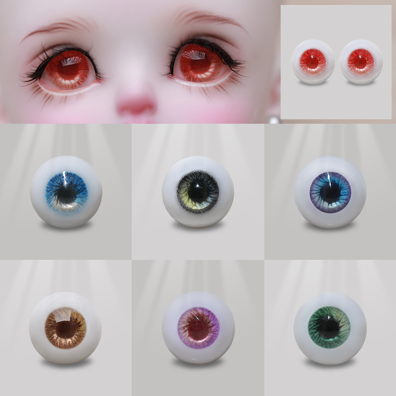 BJD Eyes เรซิ่น 8 มม.ถึง 20 มม. Handscraft Colourful ฐานแบนชีวิตเช่นอะนิเมะ Eye ตุ๊กตาอุปกรณ์เสริม