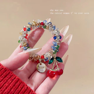 เกาหลี พลอยเทียม สีคริสตัลสร้อยข้อมือแหวน คู่-วัตถุประสงค์ แฟนเชือกผมผมหางม้าต่ําเครื่องประดับผม