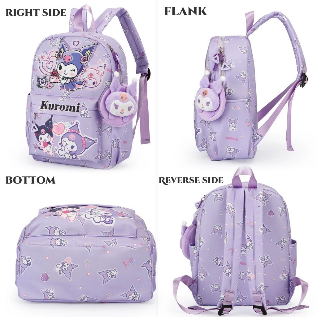 กระเป๋าเป้สะพายหลัง Kuromi ลายการ์ตูนจาก Sanrio พร้อมความจุขนาดใหญ่ สไตล์นักเรียนสำหรับเด็กผู้หญิง - รูปที่ 2