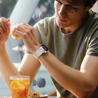 มีแม่เหล็กยางวงดนตรีสายรัด for Apple Watch Iwatch Ultra 3 2 49มม 46 45 41 42 40 44 38 มม Series 11 10 9 8 7 6 5 4 3 2 1