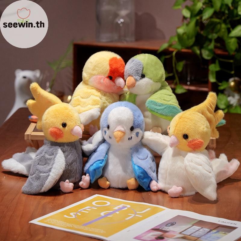 Seewin Cockatiel Budgerigar Monk Parakeet มือหุ่นนกตุ๊กตานุ่มยัดไส้ Parrot คอสเพลย์ตุ๊กตาตุ๊กตาการศึกษาของเล่นเด็ก th