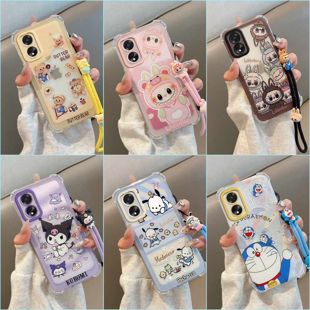 เคส OPPO A18 A38 A58 อะนิเมะถุงลมนิรภัยป้องกันการตกเคสซิลิโคนอ่อนนุ่ม YX1