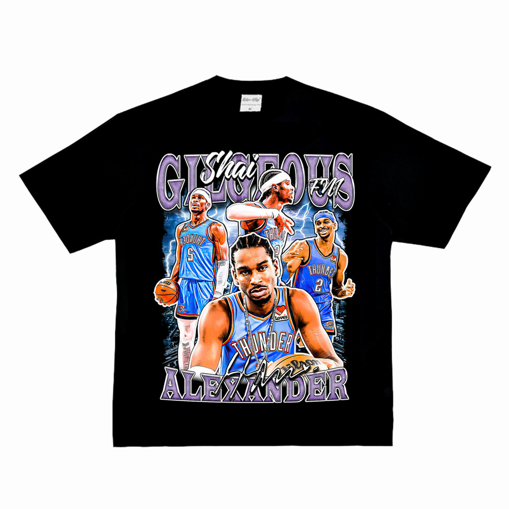 ธีมล้อมรอบด้วยนักกีฬาบาสเก็ตบอล Shai Gilgeous-Alexander (Shai Gilgeous-Alexander) พิมพ์ลาย เสื้อยืดผ้าฝ้ายแท้คอกลมแขนสั้น สวมใส่สบาย ระบายอากาศได้ดี Unisex เตรียมการจัดส่ง