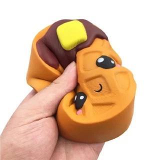 ELLIEJAM Squishy Fidget Toy, Jumbo Expression PU Squeeze Toys, เค้กช็อคโกแลตแฮมเบอร์เกอร์พิซซ่าวาฟเฟิล Popcorn ความเครียดบรรเทาของเล่นเด็กของขวัญ