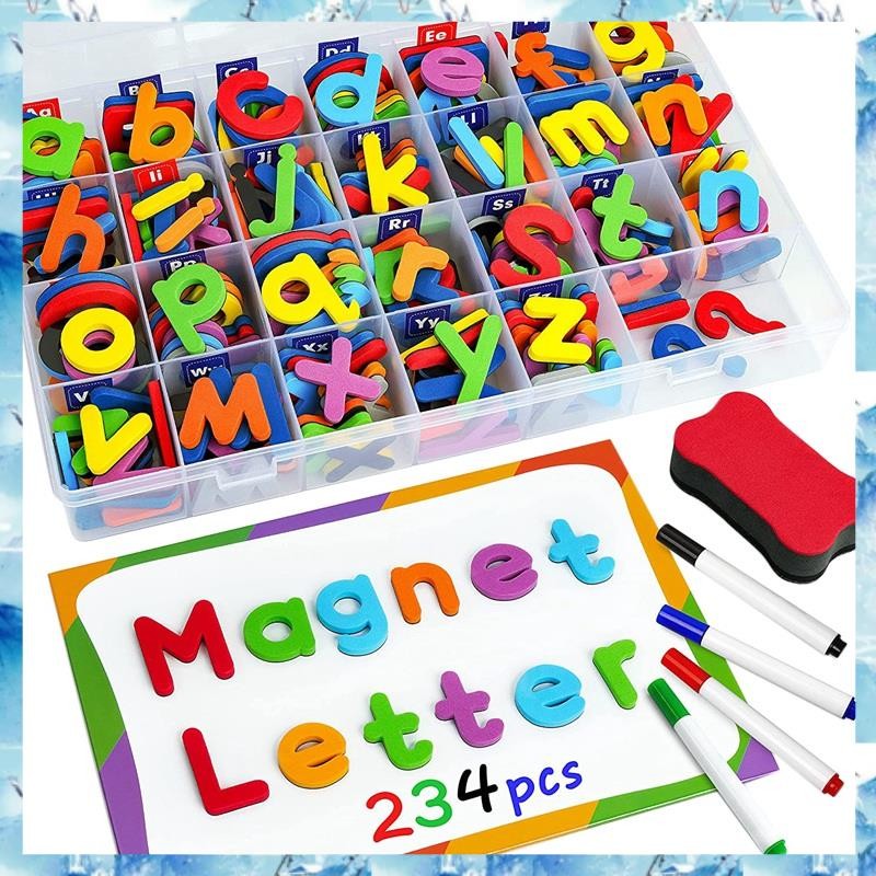 [ ] ชุดตัวเลขตัวอักษรแม่เหล็ก 244 ชิ้น, ตัวพิมพ์ใหญ่ โฟมตัวอักษร เอบีซี 123 แม่เหล็กติดตู้เย็น, ชุดของเล่นเพื่อการศึกษา