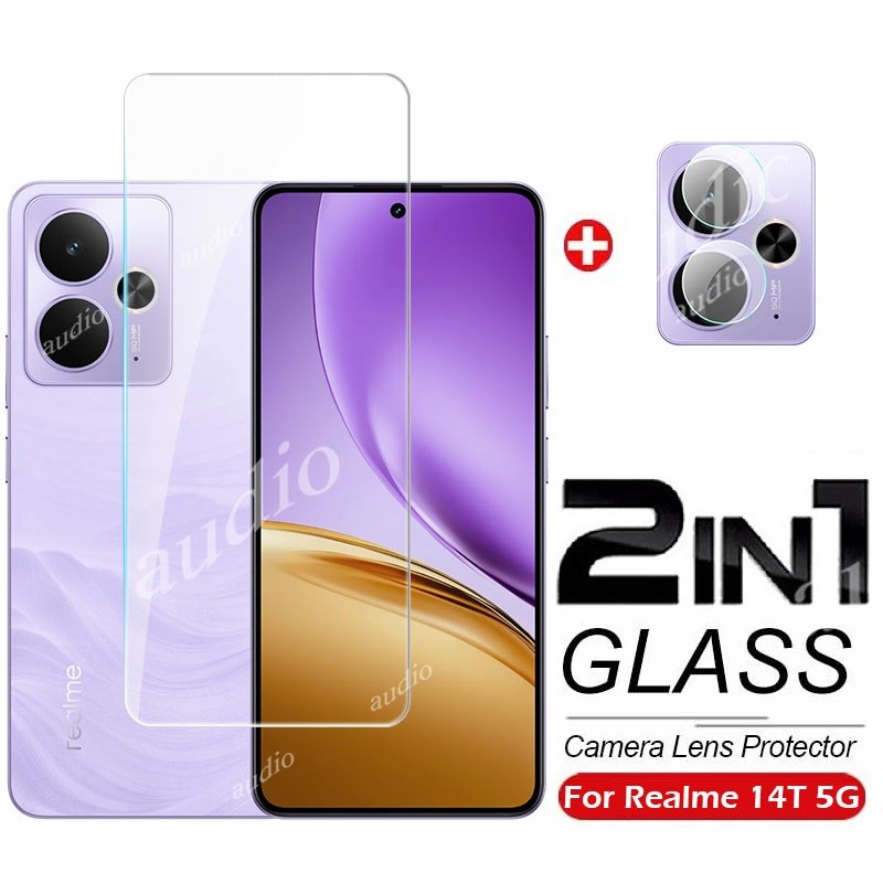 Realme 14t 5G 2in1 กระจกนิรภัยแบบเต็มหน้าจอฟิล์มพร้อมกล้องเลนส์สําหรับRealme 14t 14 Realme14T Realme