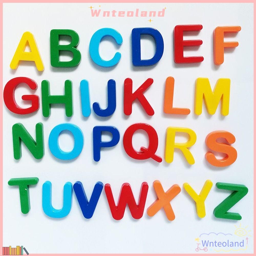 WNTEOLAND ตัวอักษรสติกเกอร์แม่เหล็ก,พลาสติก AZ ตัวอักษรแม่เหล็กตู้เย็น,หลากสีการเรียนรู้ Uppercase/ตัวพิมพ์เล็กสะกดนับการสอนเครื่องมือเด็กวัยหัดเดิน