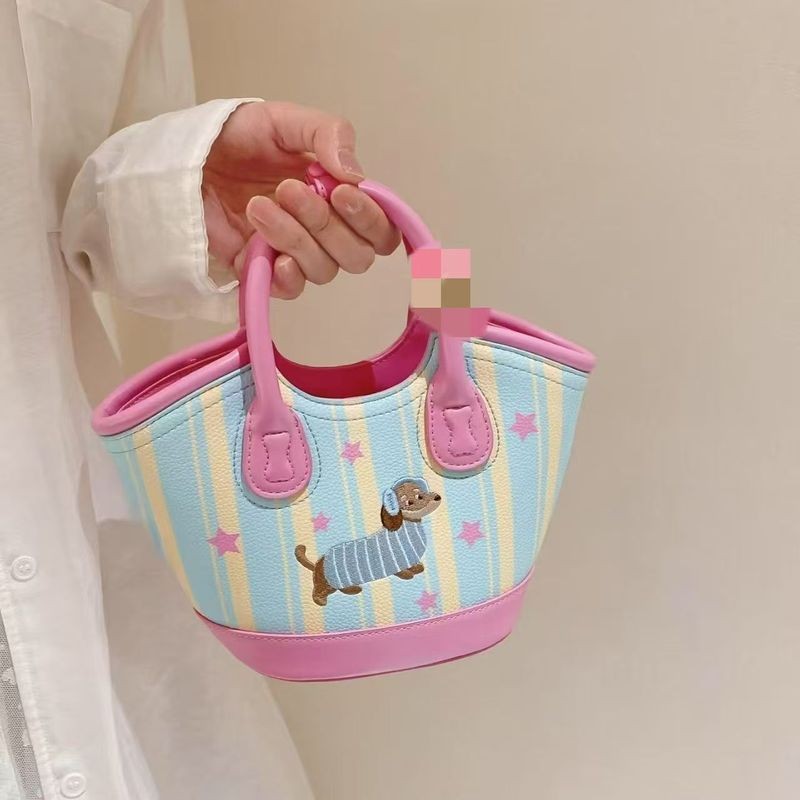 MOUSOON กระเป๋าสะพายไหล่ผู้หญิงน่ารักสีชมพูแฟชั่นไส้กรอกสุนัข Barrel Tote