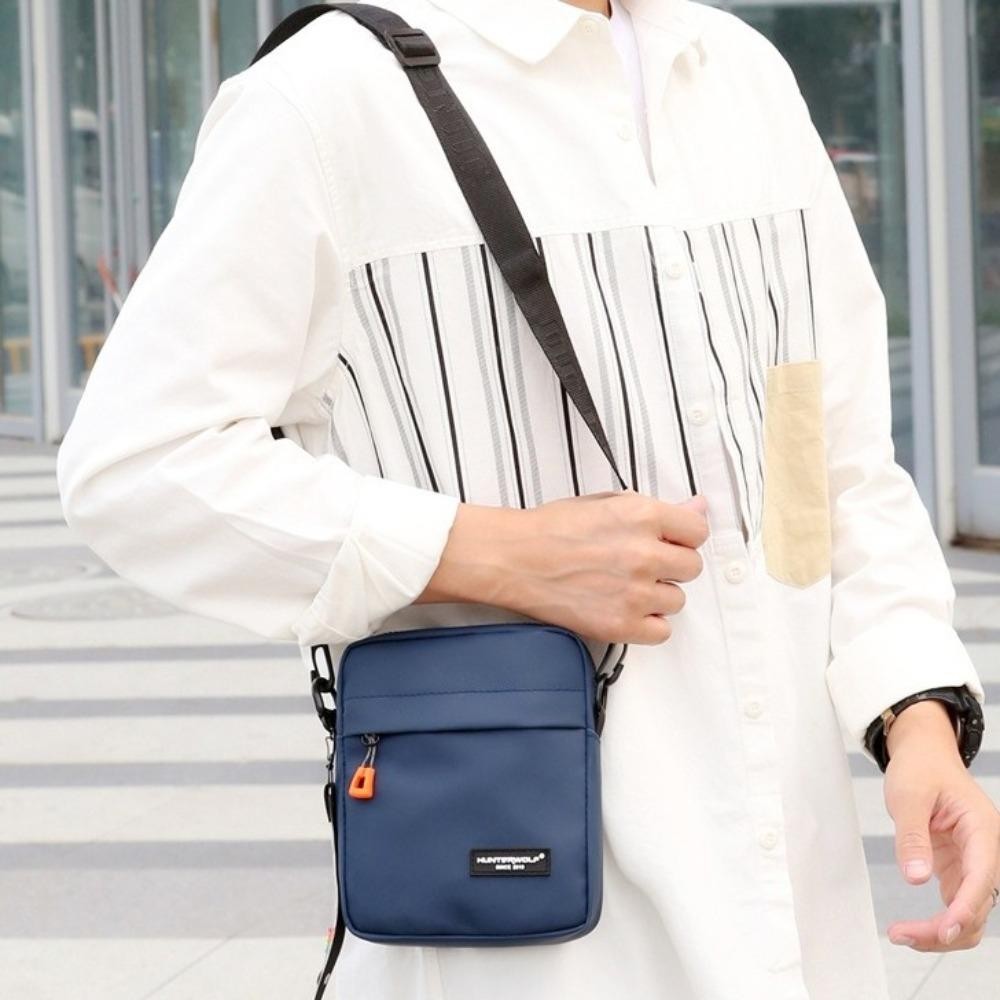 PIXELBYTE กระเป๋าสะพายไหล่,สไตล์ญี่ปุ่น Smooth Mens Crossbody Bag,กระเป๋าMessenger Minimalist PU Leather Multi-Functional Sports Fitness Pouch Outdoor