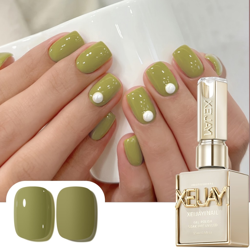 XEIJAYI 15มล--M027 น้ำยาทาเล็บสีเขียวอะโวคาโด ทนทาน เหมาะกับใช้ในบ้านและร้านทำเล็บ