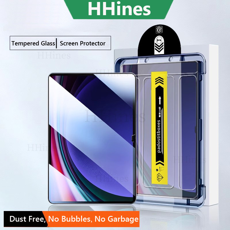 HHines สําหรับ Samsung Galaxy Tab S10 FE X520 S10 FE Plus 13.1 นิ้ว 2025 S9 FE X510N S8 Plus S7 + A9 X110 A9 Plus X210 กระจกนิรภัยติดตั้งง่ายกระจกฝุ่นฟรีป้องกันหน้าจอ