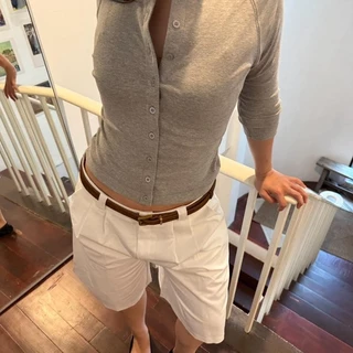 callingonme-cutty seam half sleeve top เสื้อแขนยาวศอก ดีไซน์ตะเข็บนอก ทรงสวยผ้านุ่มเข้ารูปกระดุมยาว