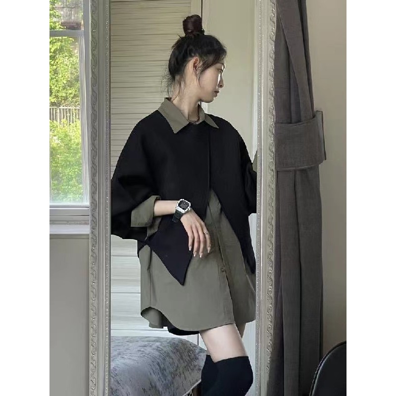 【Bess's house】ชุดผ้าคลุมไหล่และเสื้อชุดทํางานทุกวันใหม่สําหรับต้นฤดูใบไม้ร่วงปี 2024,ชุด set ผู้หญิง