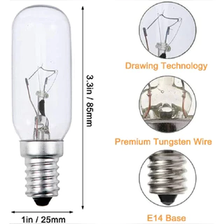 OIMG 2 ชิ้นหลอดไฟเครื่องดูดควัน 40W E14 วอร์มไวท์ 220V