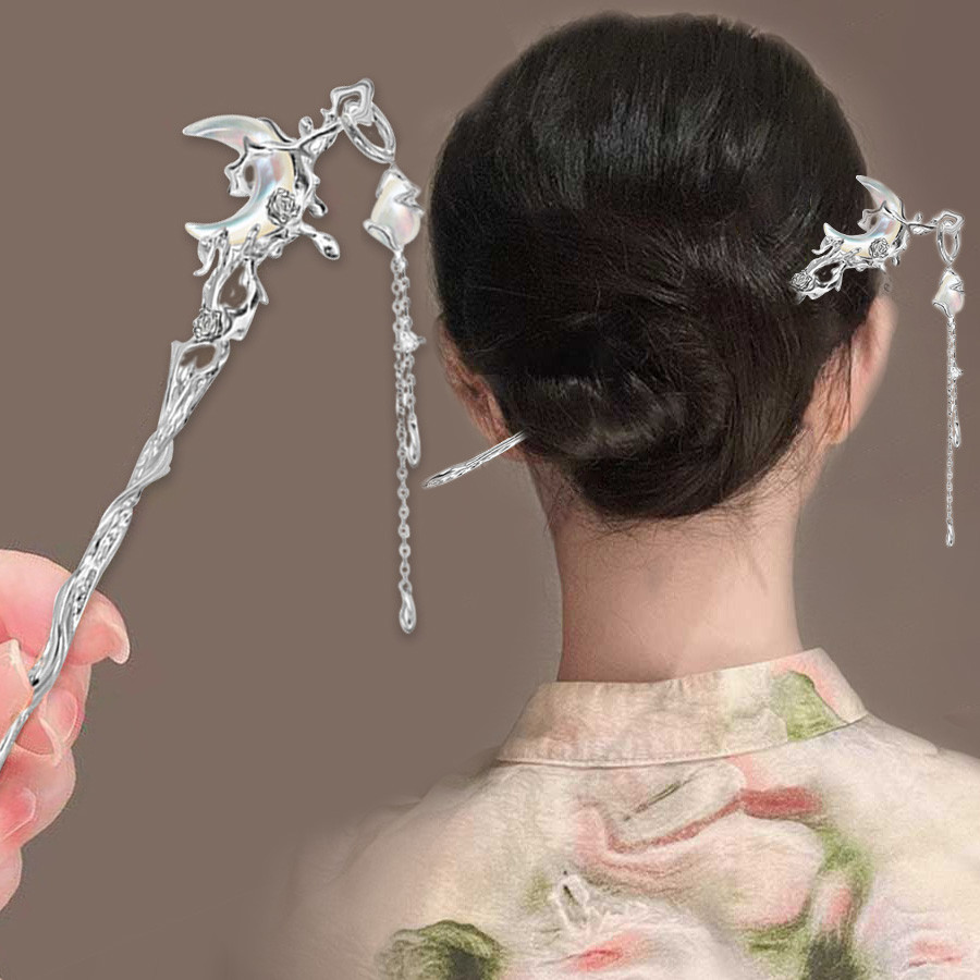 ใหม่ Retro ใหม่สไตล์จีน Moon พู่ Hairpin High-End โบราณแฟชั่น Hairpin