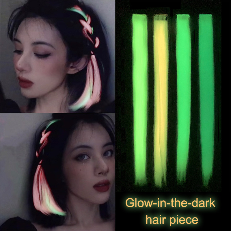 COD ชิ้นส่วนผมเรืองแสงวิกผมสีสันชิ้นส่วนตรงสำหรับผู้หญิงอุปกรณ์เสริมผม DIY-a.one