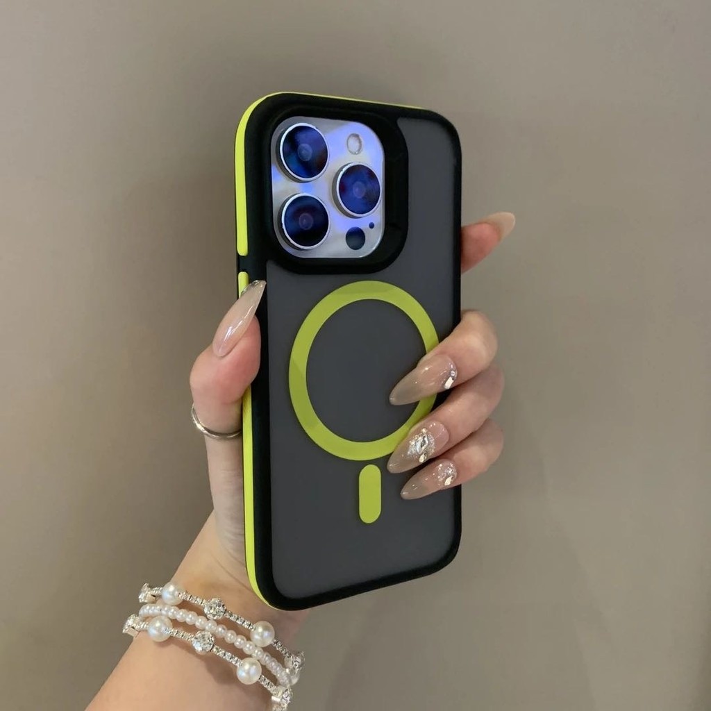 หรูหราสีคมชัดผิวฝ้าความรู้สึกเคสโทรศัพท์แม่เหล็กสําหรับiphone16 Pro Max 15 14 13 12 11 Pro Max Anti-Shockกล้องป้องกันAnti-Slip Hardปกหลัง