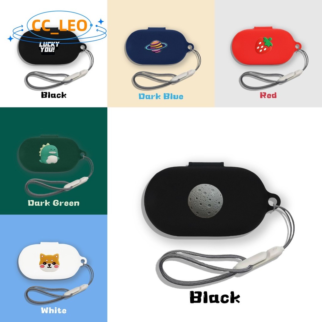 สําหรับ Sony WF-C510 กรณีการ์ตูนไดโนเสาร์ Shark น่ารักสตรอเบอร์รี่ Lanyard Sony WF-C510 ซิลิโคนนุ่มก