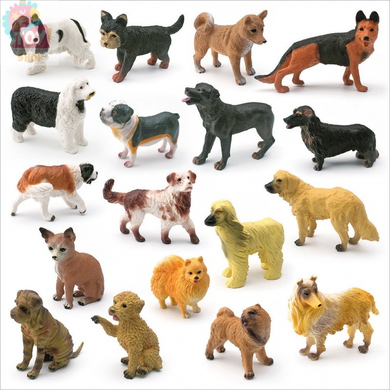 การศึกษาสำหรับเด็กของเล่นเพื่อการศึกษาจำลองสุนัขที่มีชื่อเสียงรุ่นสุนัขเลี้ยงแกะชิวาวาโกลเด้นรีทรีฟเวอร์ปอมเมอเรเนียนชิบะอินุมินิสัตว์เลี้ยงลูกสุนัขตุ๊กตา