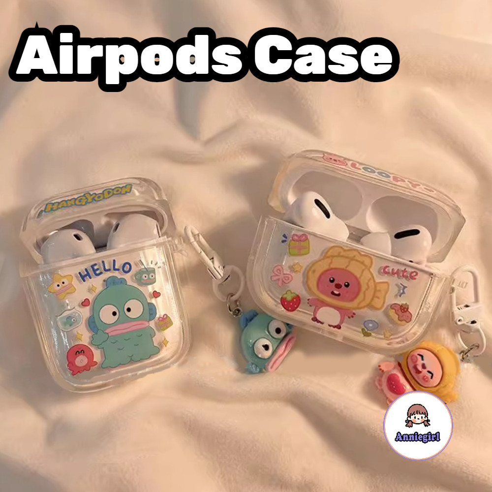 น่ารัก Hangyodon Loopy จี้ล้างหูฟังสําหรับ AirPods 1/2/3 Pro 2 AirPods 4 Soft TPU หูฟังไร้สายบลูทูธชุดหูฟัง Anti-drop ฝาครอบป้องกัน