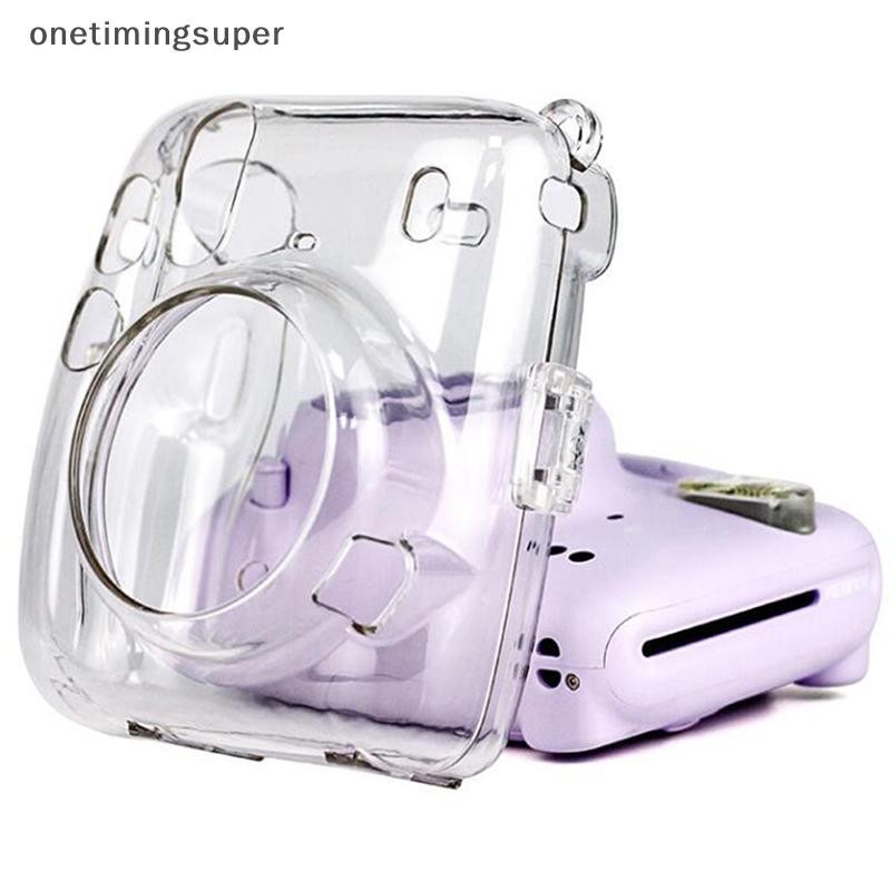 Onetimingsuper สําหรับ Instax Mini 11 กระเป๋ากล้องแบบพกพาโปร่งใสพร้อมสายคล้อง OTP