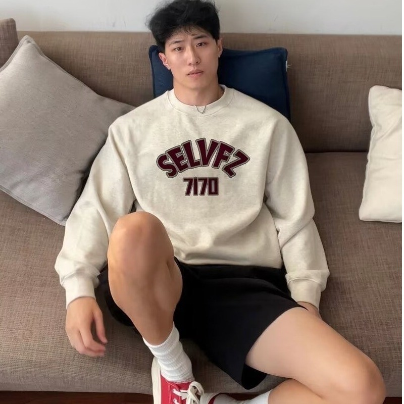 ฤดูใบไม้ร่วงฤดูหนาวการออกแบบการพิมพ์ตัวอักษรย้อนยุคลําลองซับขนแกะหนาเสื้อคอกลม