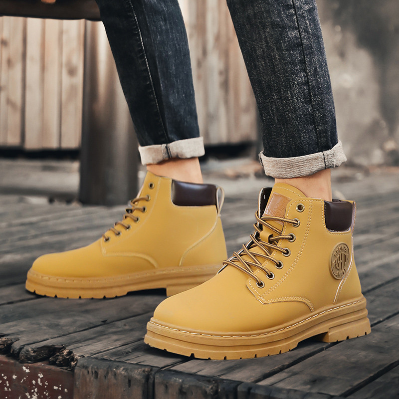 รองเท้าผู้ชาย Martin Boots โดยรวมรองเท้ารองเท้าเดินป่าหนา Soled ความสูง-Increasing รองเท้ารองเท้าเดินป่ากลางแจ้งรองเท้าแฟชั่นลําลองรองเท้า High-Top