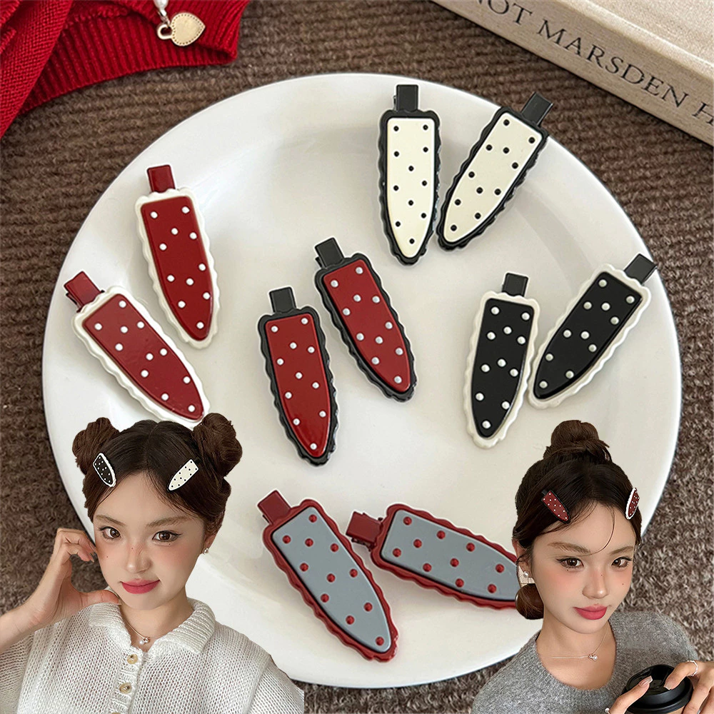Polka Dot Bangs คลิปอเนกประสงค์ด้านข้าง BB คลิปผมหักคลิปด้านข้าง Duckbill เครื่องประดับผม 1/2 ชิ้น