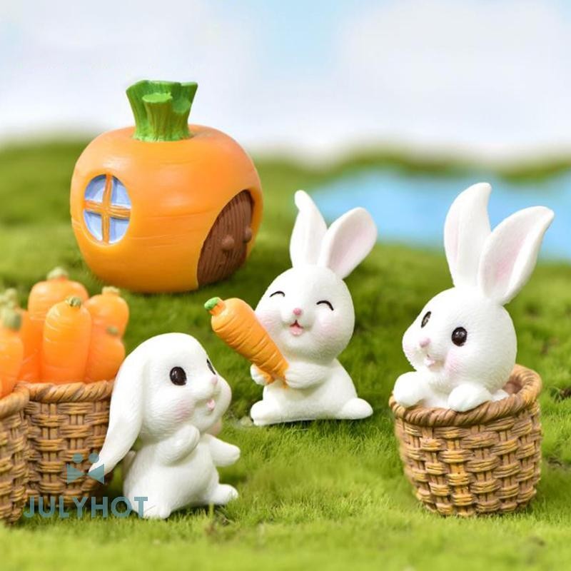 Cool Mini Rabbit Easter Decor Hare ตุ๊กตาสัตว์เรซิ่น Craft Bunny Garden เครื่องประดับ vn