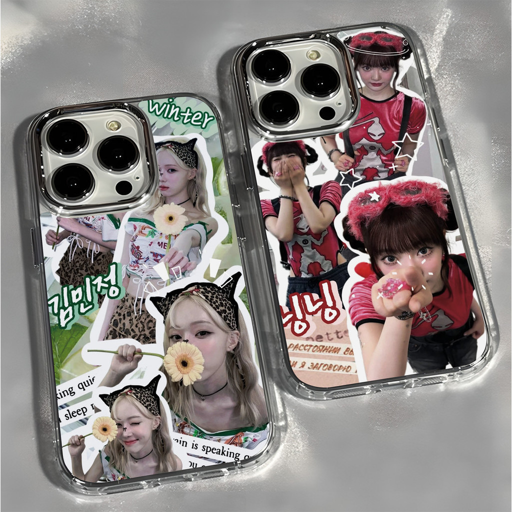 aespa Karina Giselle Winter NingNing kpop สําหรับiphone 15 16 Pro Max 14 XR 13 11 12 Pro Max 8 7 6 6S Plus X Xs Max Se 2020 13 12 11 Softหรูหราโลหะ