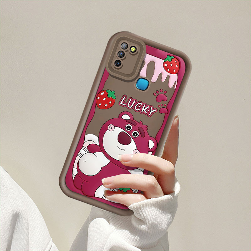 สันทนาการโกหกสตรอเบอร์รี่หมีเคสโทรศัพท์สําหรับrealme 10 7i C17 C21 C33 C55 N55 C1 C11 C12 C25 C15 C2 C30 C30S C35 C53 11X 5 PRO 5S C3 กรณีกันกระแทก