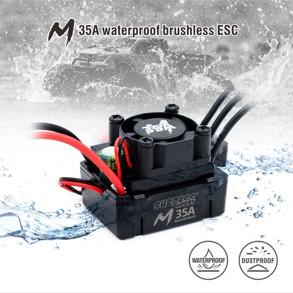 Surpass Hobby M35A M45A M60A ESC แบบไม่มีแปรงในตัว BEC กันน้ําสําหรับ 1/10 1/12 1/14 RC รถ