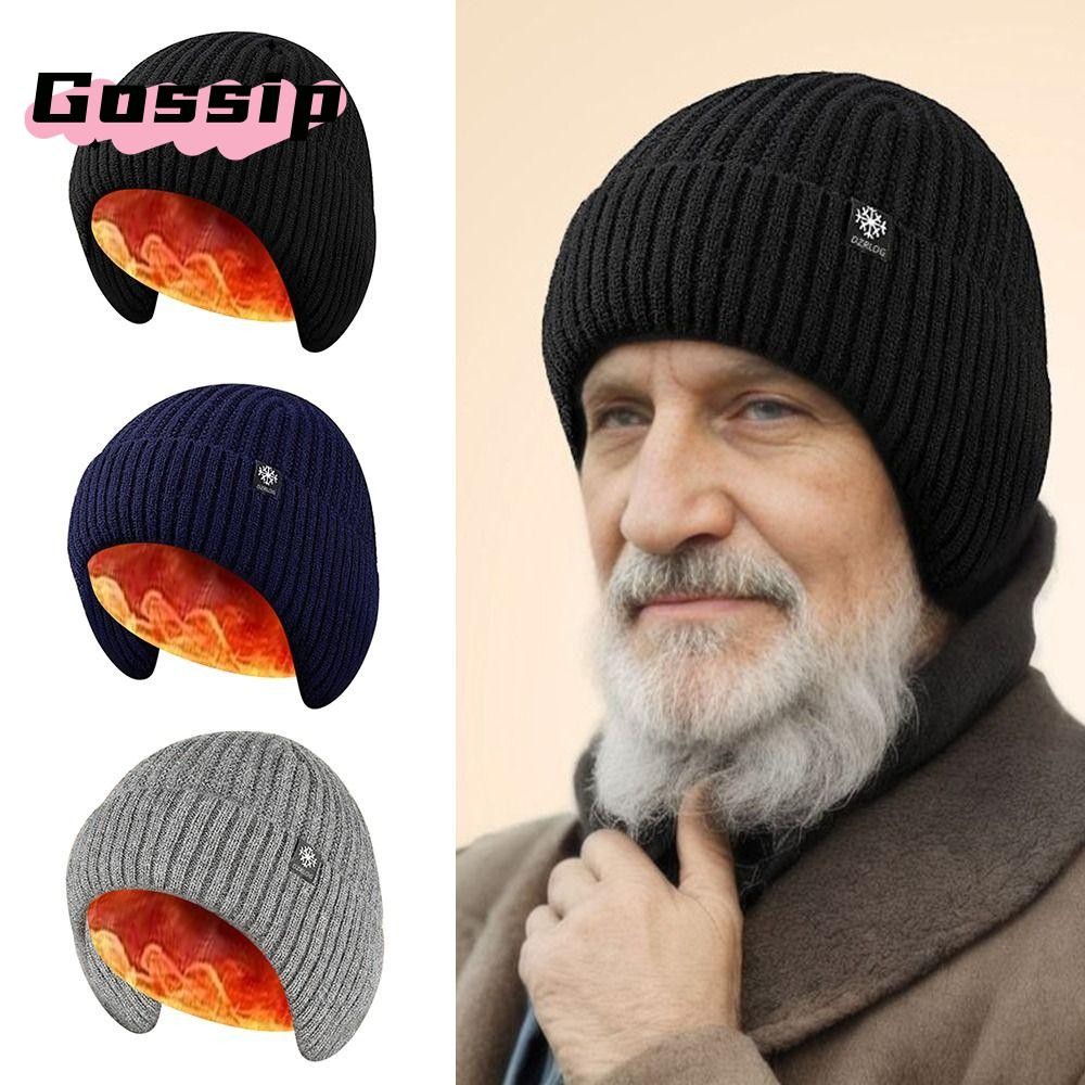 Gossip หมวกถัก, กันลมหนาหมวกทําด้วยผ้าขนสัตว์, อุปกรณ์ป้องกันหู Plush Warm Earmuffs ฤดูหนาว