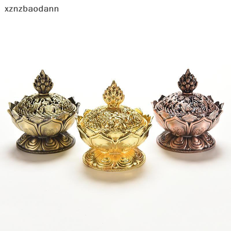 [XZNZVV] ทิเบตรวบรวม Bronze มงคลรูปดอกบัวรูปปั้นกล่องกระถางธูป Censer IKFG