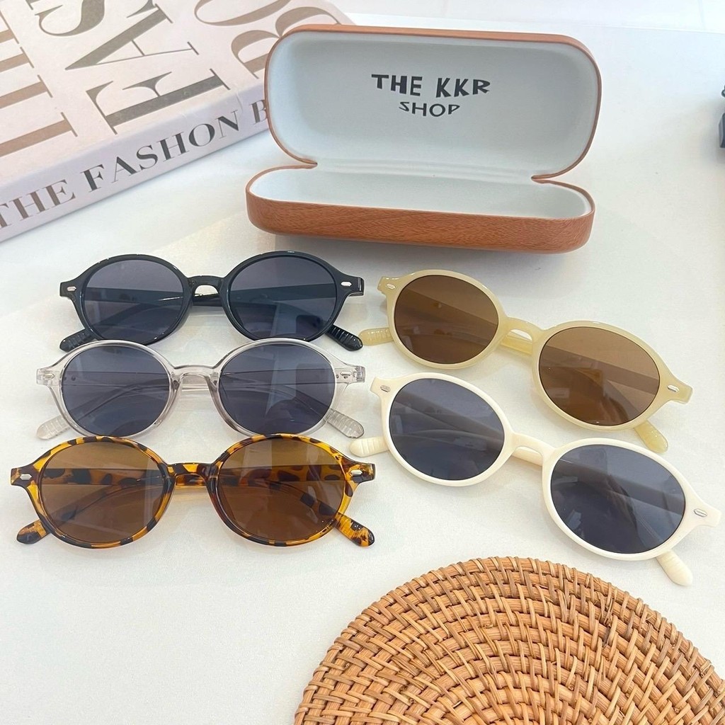 Sunglasses vintag แว่นกันแดดสไตล์วินเทจ KD2380 ป้องกันแสงแดดใส่ได้ทุกโอกาส วงรีเล็ก