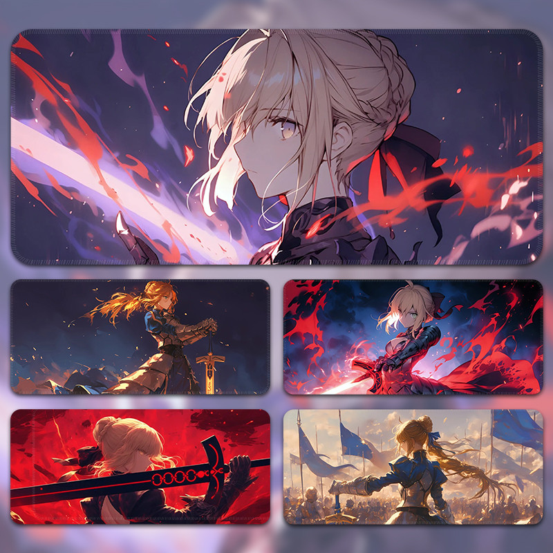 Fate Mouse Pad ขนาดใหญ่ S aber อะนิเมะโต๊ะ Pad Gaming แป้นพิมพ์คอมพิวเตอร์ Boys Home Mouse Pad