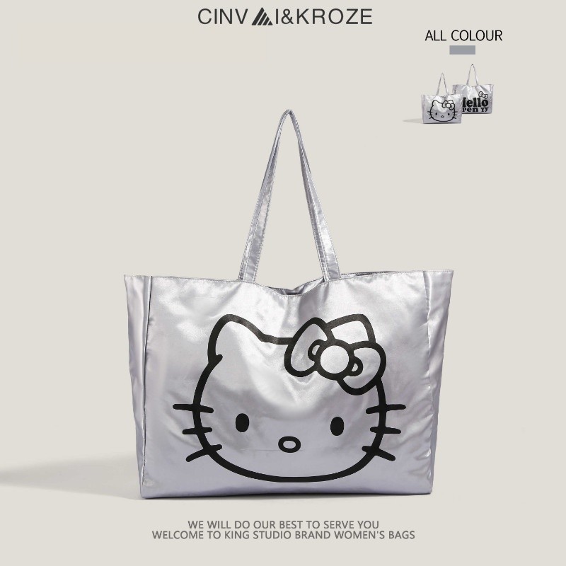CINVAI&KROZE การ์ตูนน่ารักกระเป๋าผู้หญิงกระเป๋าสะพายความจุขนาดใหญ่กระเป๋าเดินทาง