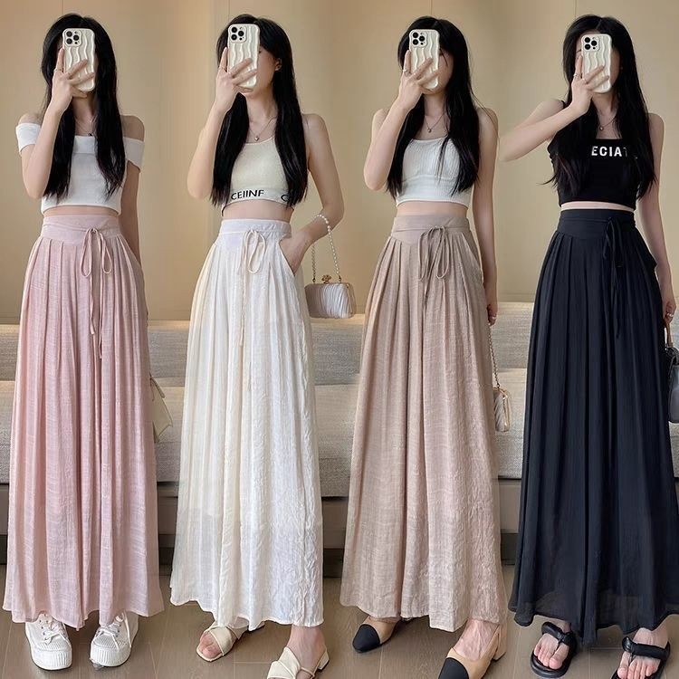 ลูกไม้ยืดหยุ่นลอย culottes ชุดหลวมกระชับกลางความยาว culottes C1HM