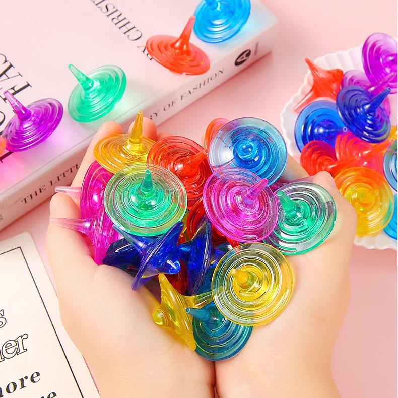 โปร่งใสโปร่งใสขนาดเล็ก Top YL117 ลูกไม้พลาสติกสีสัน Hand-turning Top นักเรียนอนุบาลของขวัญเล็กๆของเล่นเด็ก