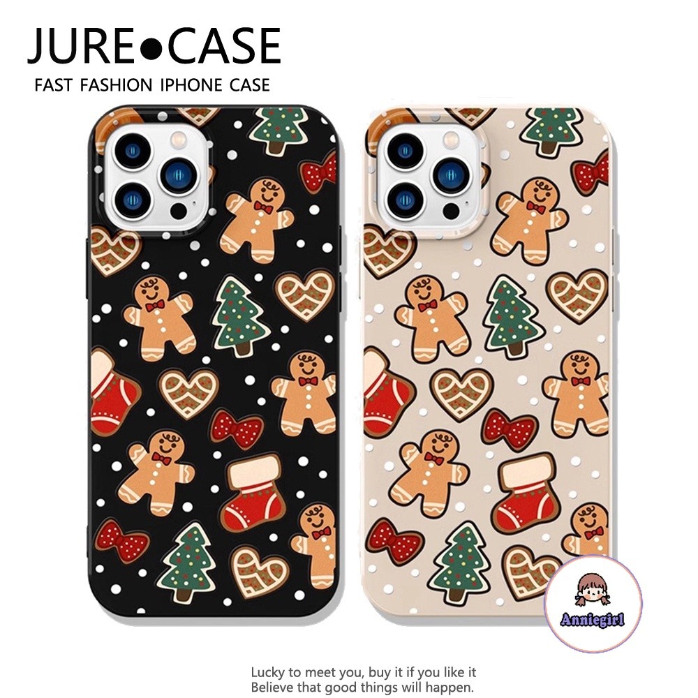 น่ารัก Gingerbread Man เคสโทรศัพท์คริสต์มาสสําหรับ Iphone 11 15 16 Pro Max 16plus 12 14 13 ProMax XS XR 7 8 Plus Dirt Resistance Soft TPU โทรศัพท์ปกหลัง