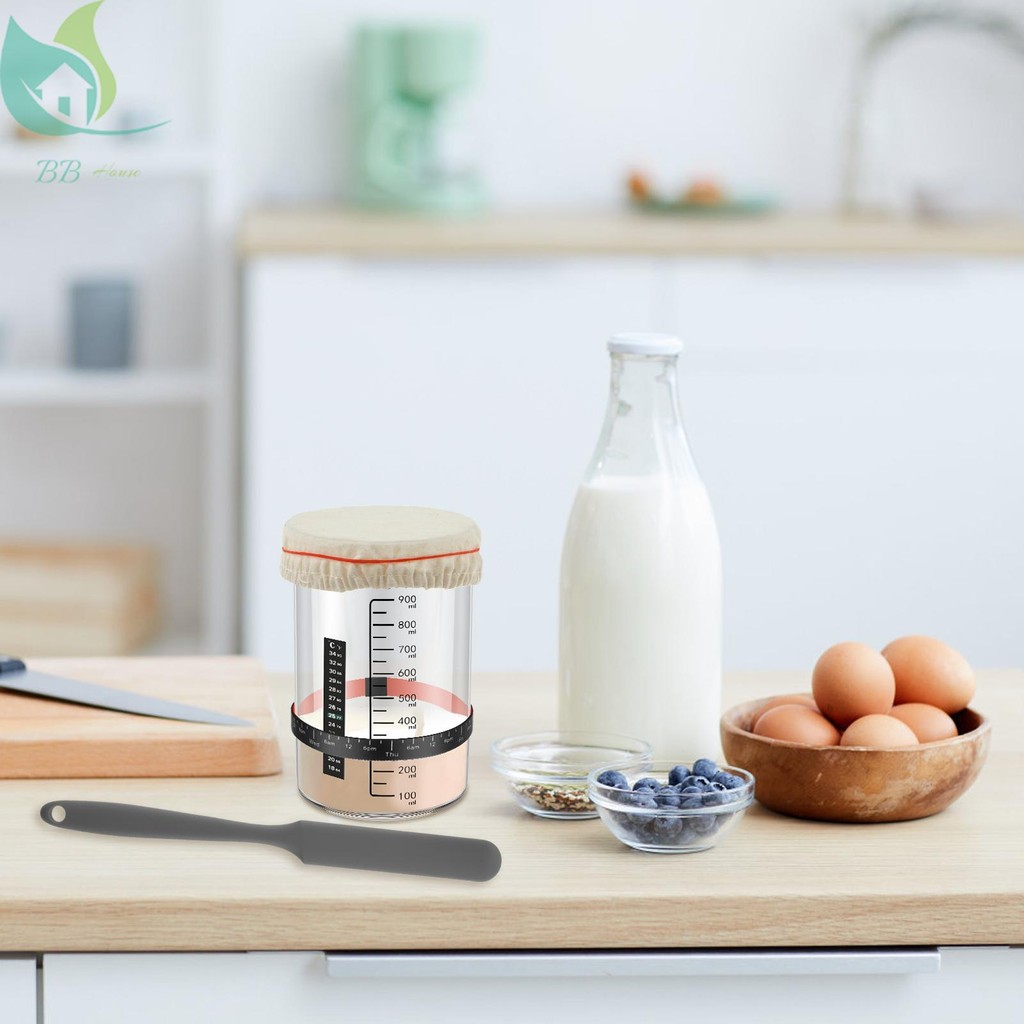 Sourdough Starter Jar Kit แก้ว Sourdough Starter Jar พร้อมอุปกรณ์เสริมReusable Sour Dough Jarชุดสําห